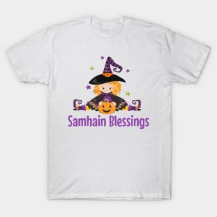 Samhain Wicca Witch Gift Pumpkin Pagan Family Design T-Shirt